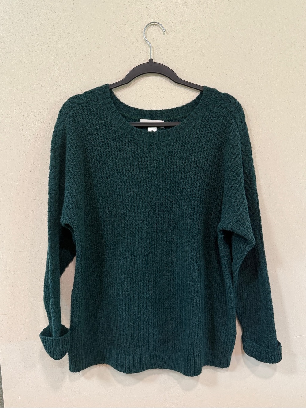 CJ Banks Rich Green Crewneck Sweater